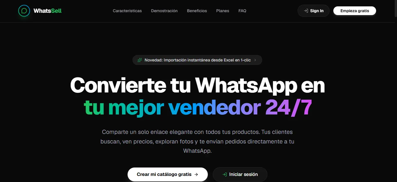 Captura del proyecto WhatsSell desarrollado por Saul Orellana
